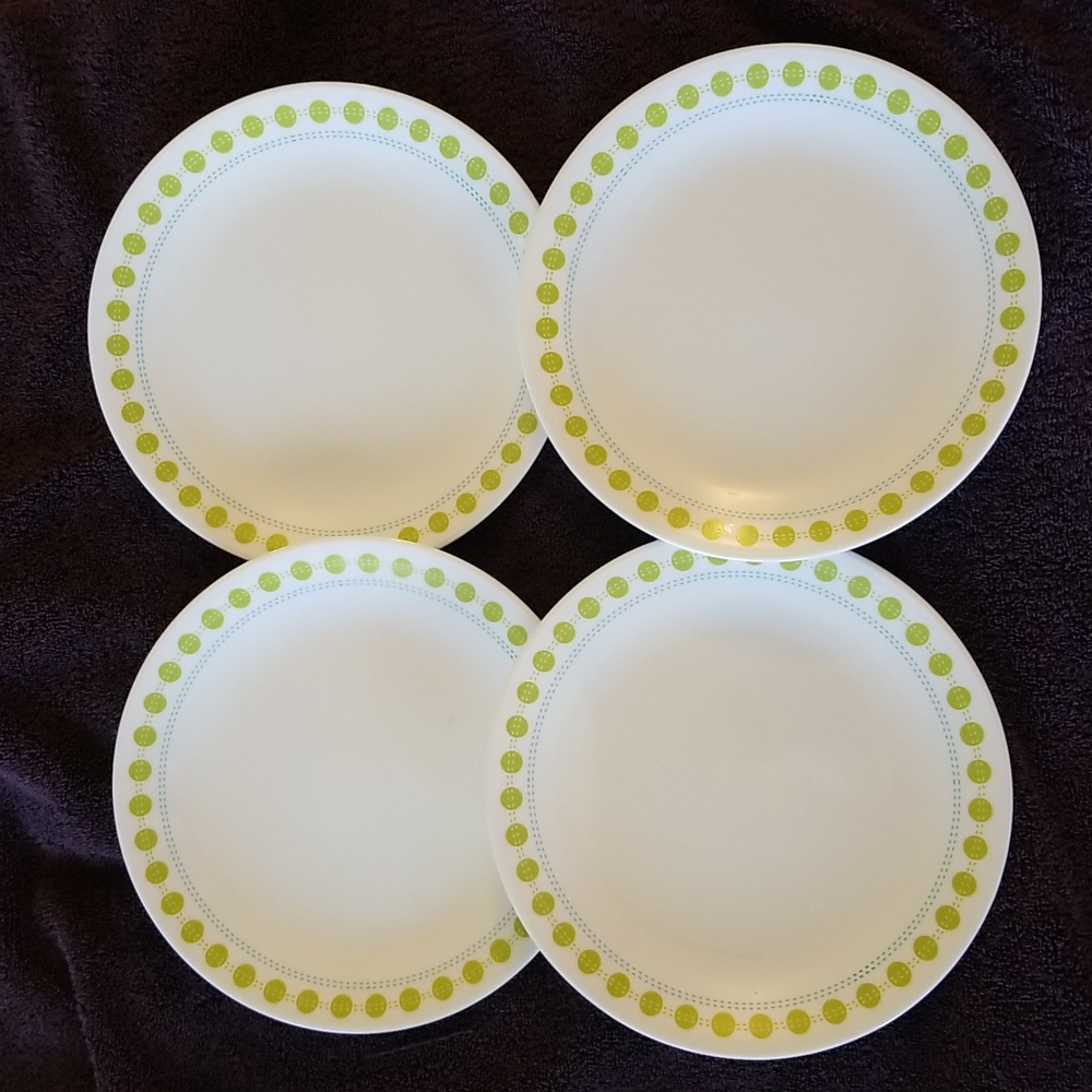 4 CORELLE South Beach Vitrelle MCM Mid Century Modern 8.5 Plate Corning